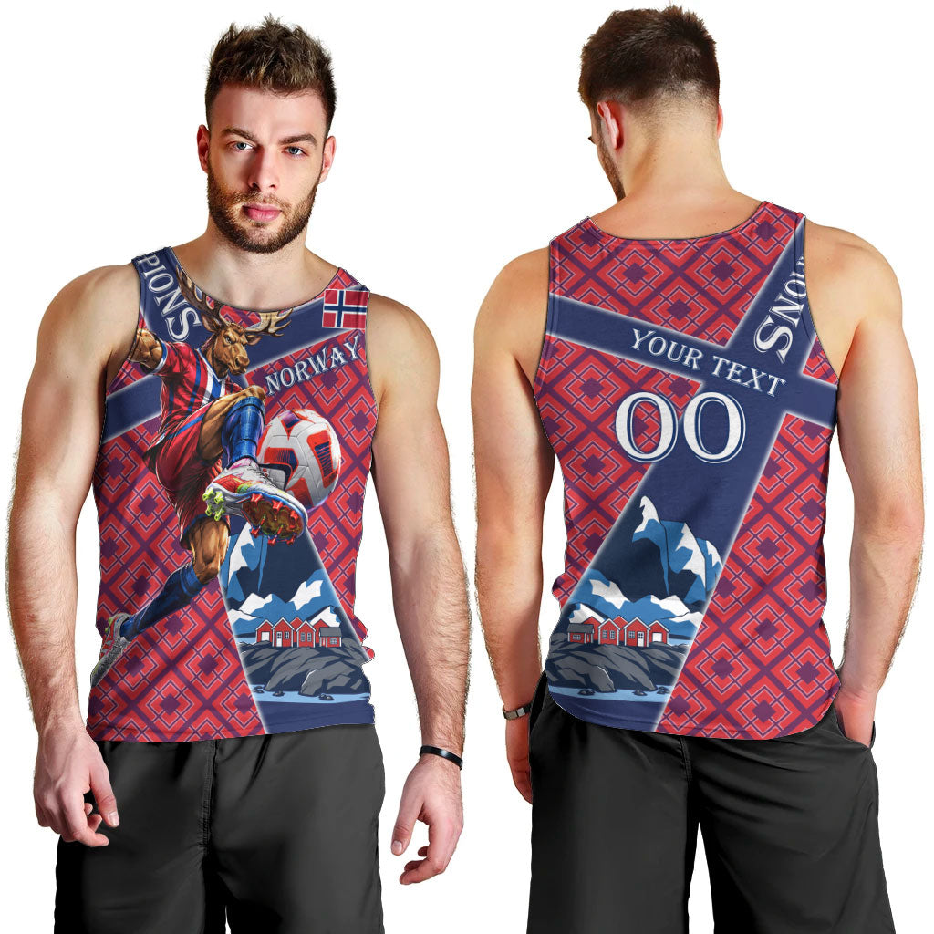 Personalized Norway Soccer Moose Champions Men Tank Top Football Nordic Heritage Mountain Art