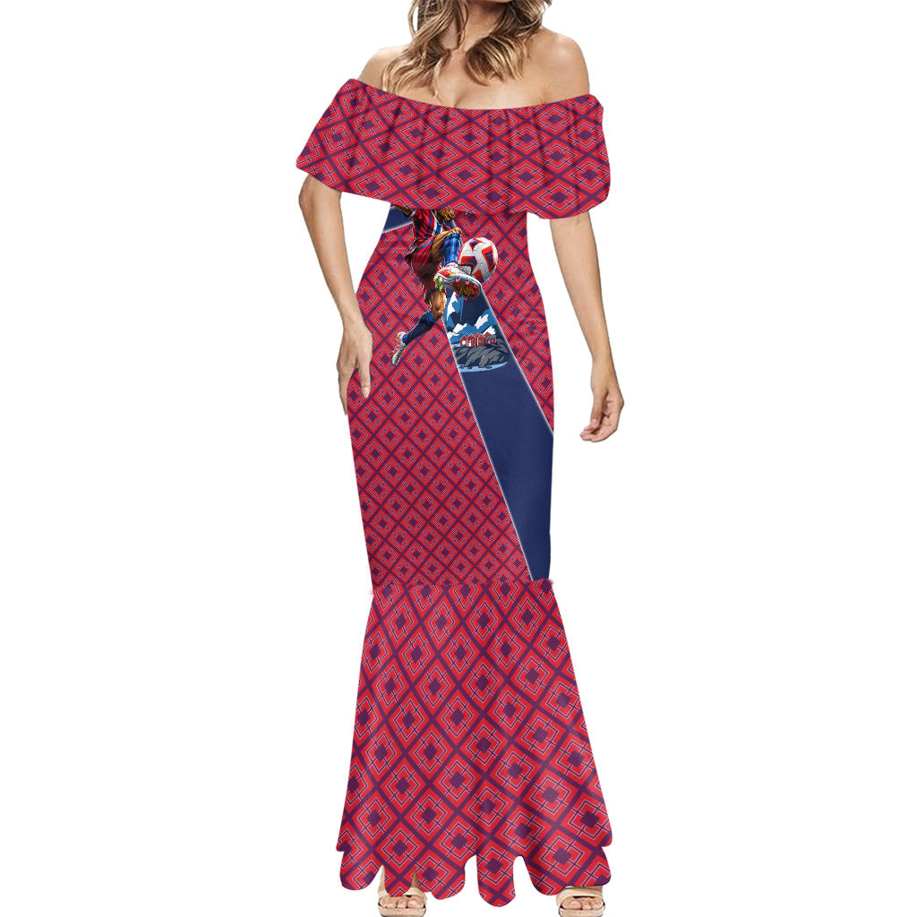 Personalized Norway Soccer Moose Champions Mermaid Dress Football Nordic Heritage Mountain Art