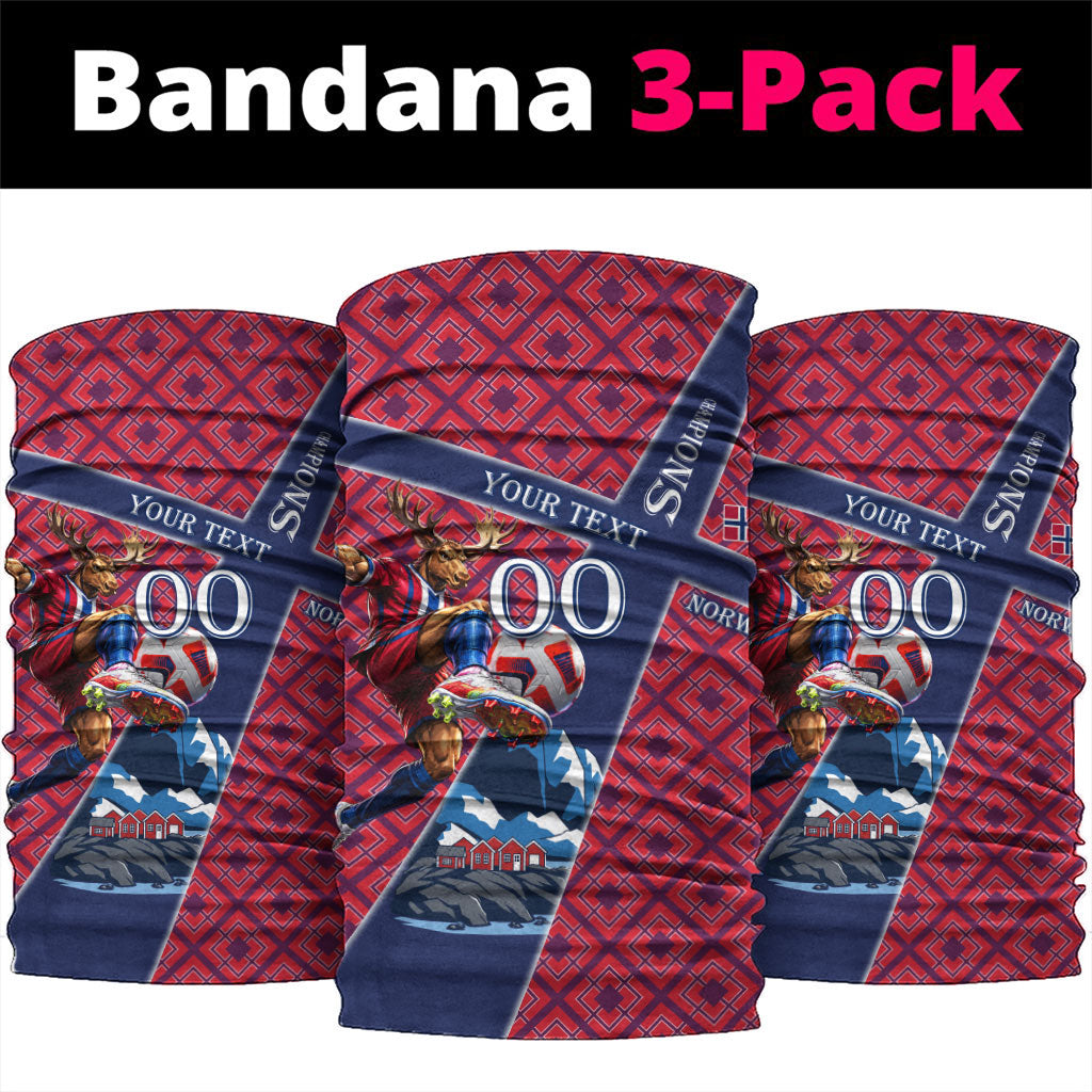 Personalized Norway Soccer Moose Champions Neck Gaiter Football Nordic Heritage Mountain Art