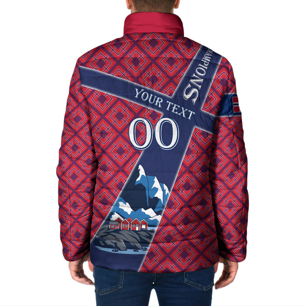 Personalized Norway Soccer Moose Champions Padded Jacket Football Nordic Heritage Mountain Art