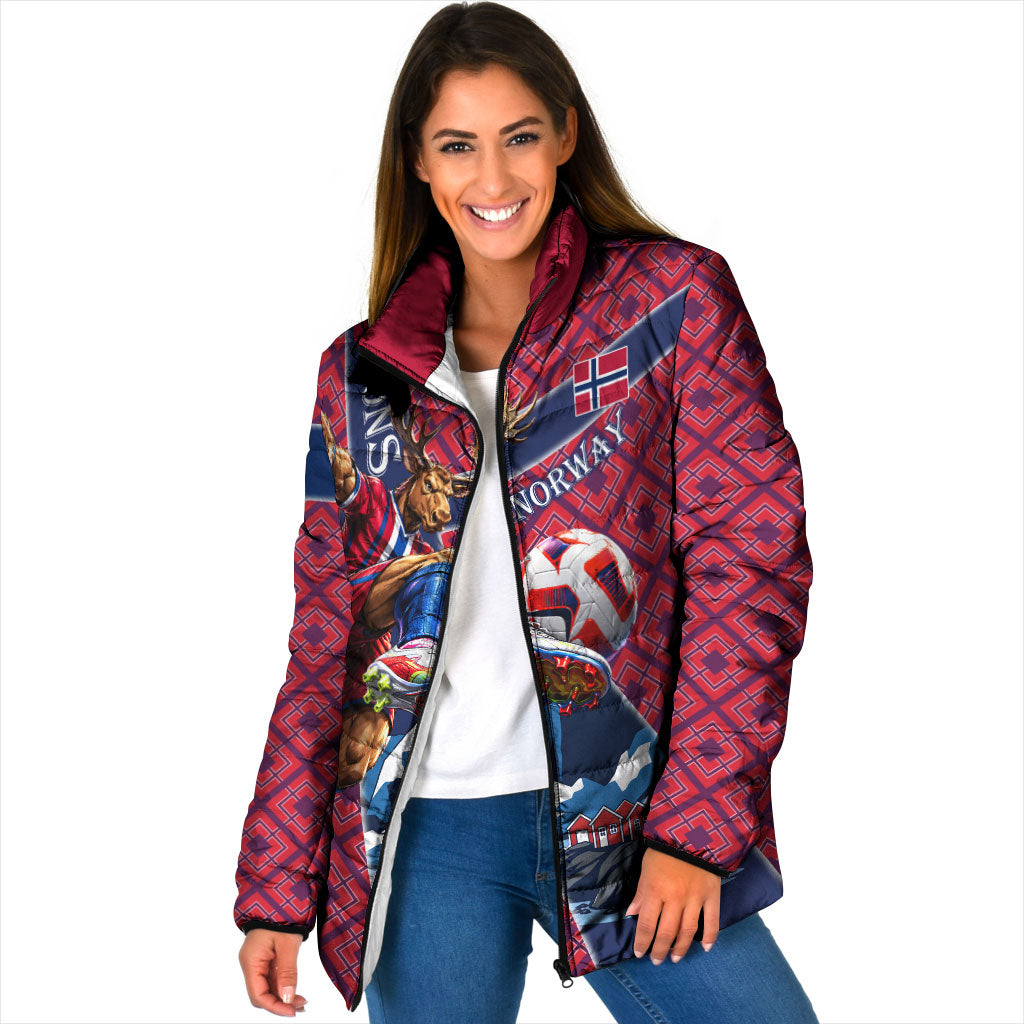 Personalized Norway Soccer Moose Champions Padded Jacket Football Nordic Heritage Mountain Art