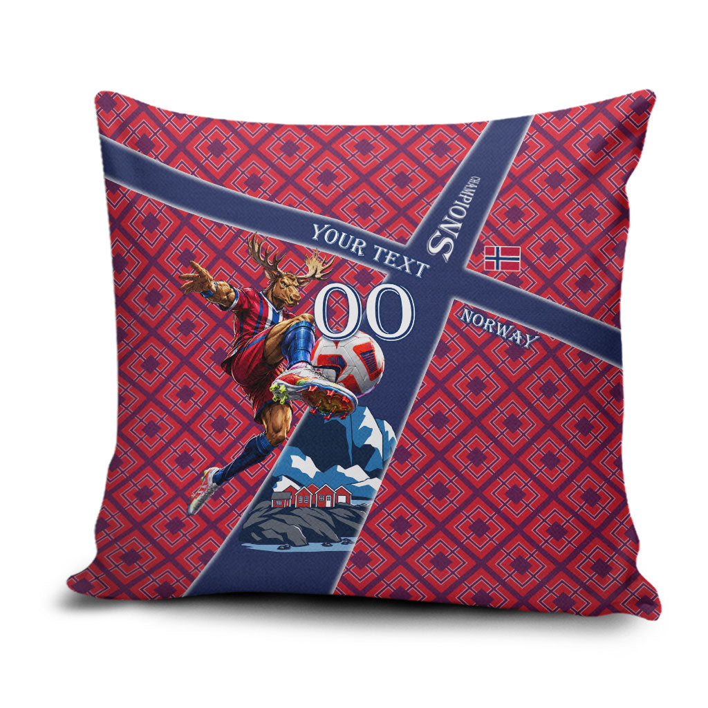 Personalized Norway Soccer Moose Champions Pillow Cover Football Nordic Heritage Mountain Art