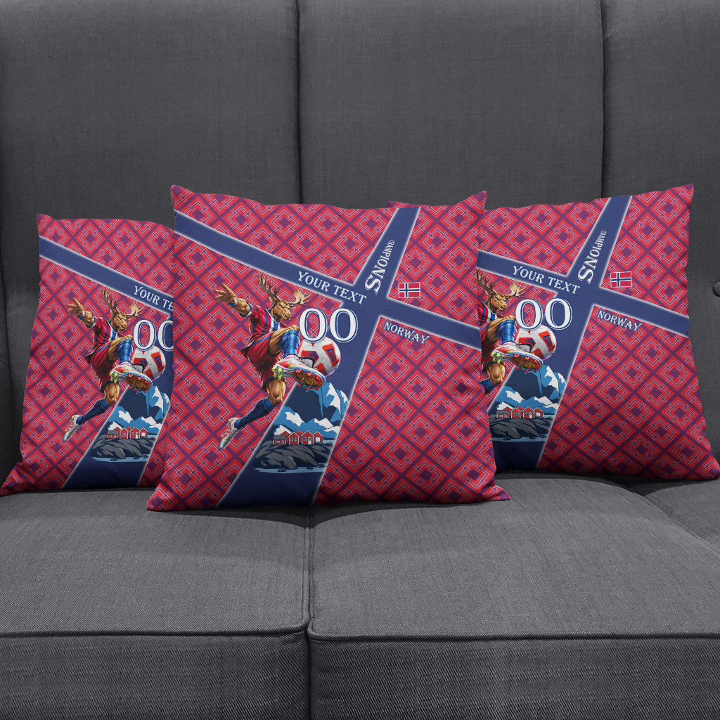 Personalized Norway Soccer Moose Champions Pillow Cover Football Nordic Heritage Mountain Art