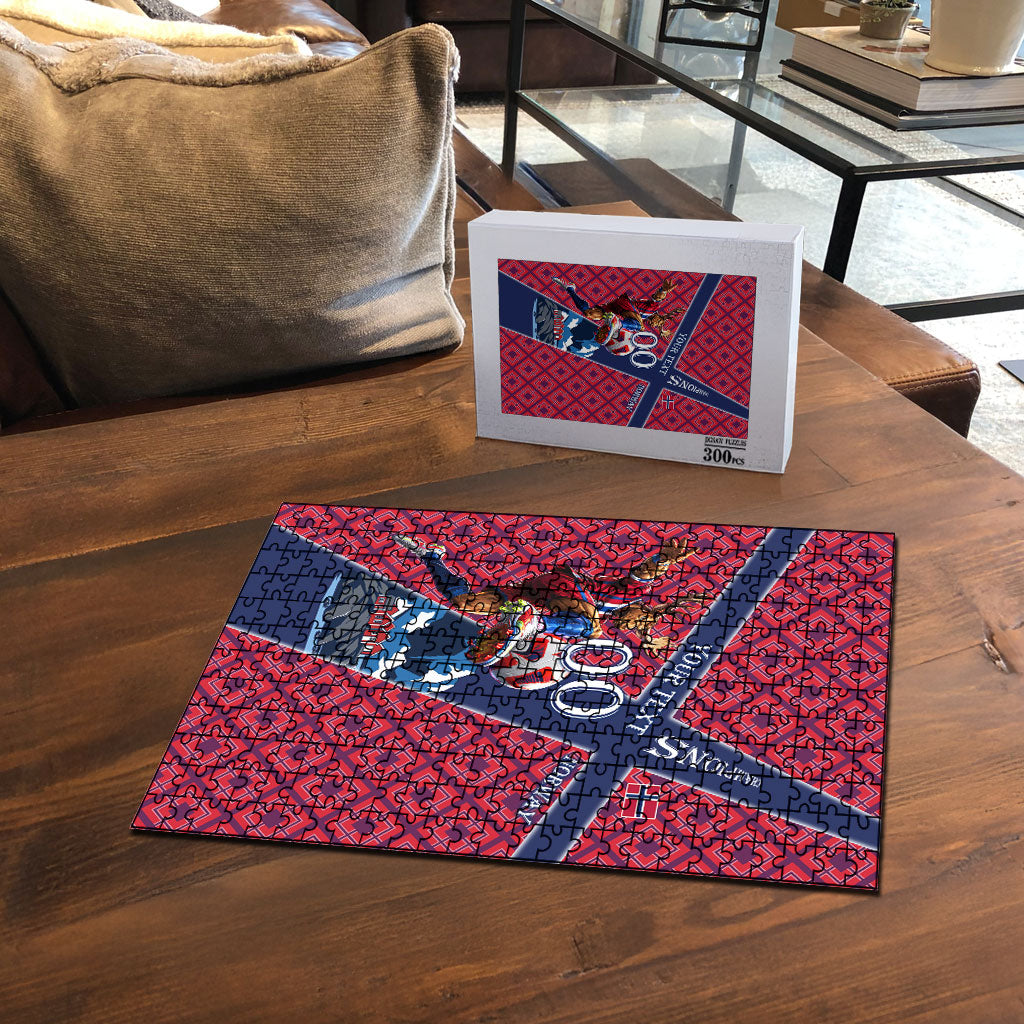 Personalized Norway Soccer Moose Champions Puzzle Football Nordic Heritage Mountain Art