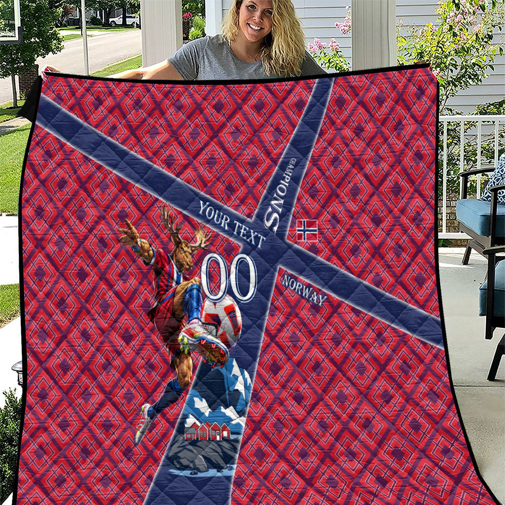 Personalized Norway Soccer Moose Champions Quilt Football Nordic Heritage Mountain Art