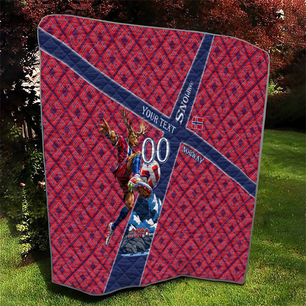 Personalized Norway Soccer Moose Champions Quilt Football Nordic Heritage Mountain Art