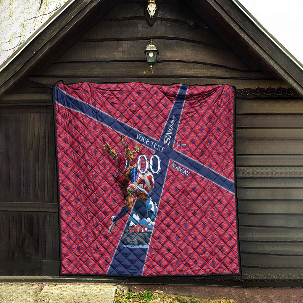 Personalized Norway Soccer Moose Champions Quilt Football Nordic Heritage Mountain Art