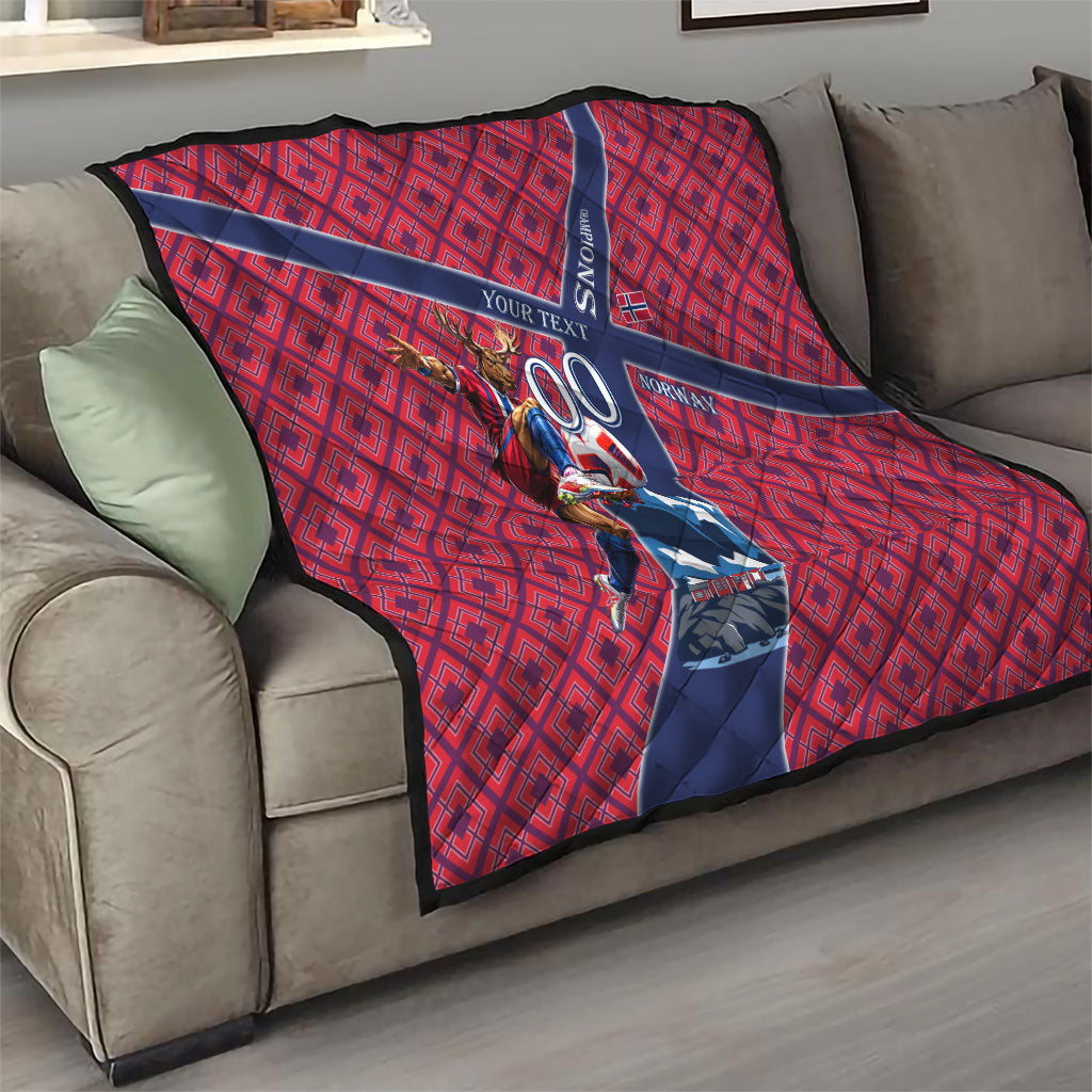 Personalized Norway Soccer Moose Champions Quilt Football Nordic Heritage Mountain Art