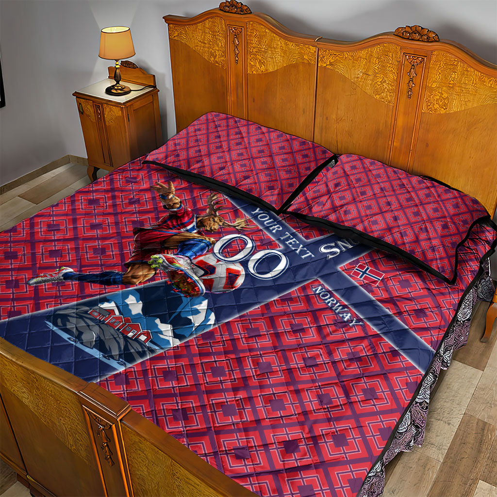 Personalized Norway Soccer Moose Champions Quilt Bed Set Football Nordic Heritage Mountain Art