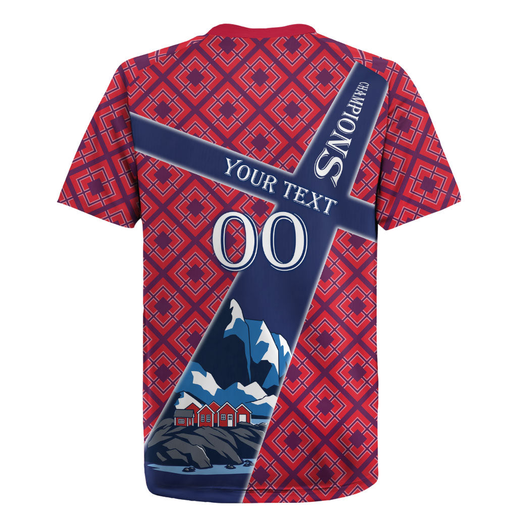 Personalized Norway Soccer Moose Champions Rugby Jersey Football Nordic Heritage Mountain Art