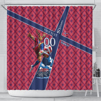 Personalized Norway Soccer Moose Champions Shower Curtain Football Nordic Heritage Mountain Art