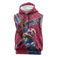 Personalized Norway Soccer Moose Champions Sleeveless Hoodie Football Nordic Heritage Mountain Art