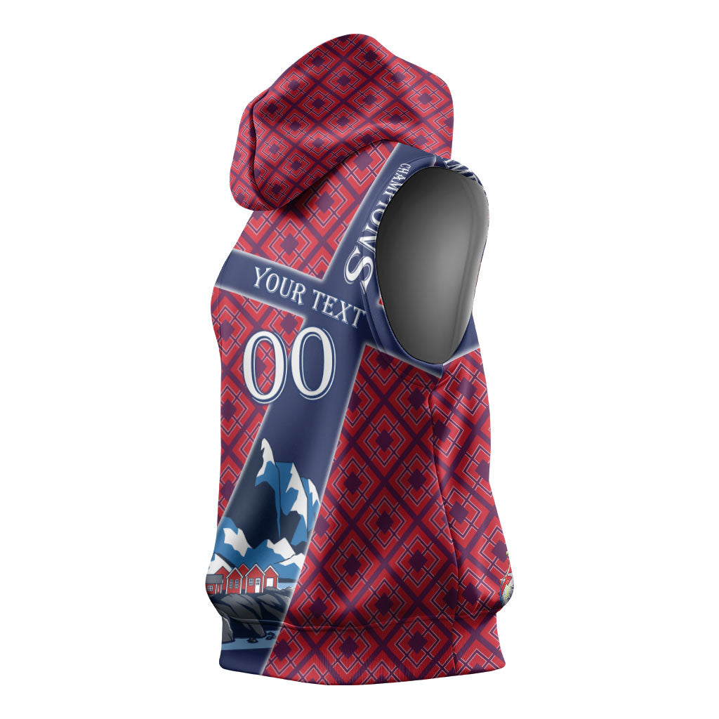 Personalized Norway Soccer Moose Champions Sleeveless Hoodie Football Nordic Heritage Mountain Art