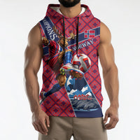 Personalized Norway Soccer Moose Champions Sleeveless Hoodie Football Nordic Heritage Mountain Art