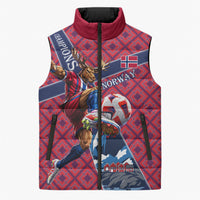 Personalized Norway Soccer Moose Champions Sleeveless Puffer Jacket Football Nordic Heritage Mountain Art