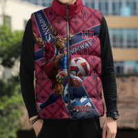 Personalized Norway Soccer Moose Champions Sleeveless Puffer Jacket Football Nordic Heritage Mountain Art