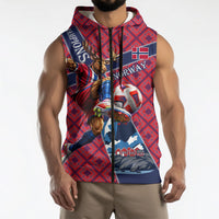 Personalized Norway Soccer Moose Champions Sleeveless Zip Hoodie Football Nordic Heritage Mountain Art