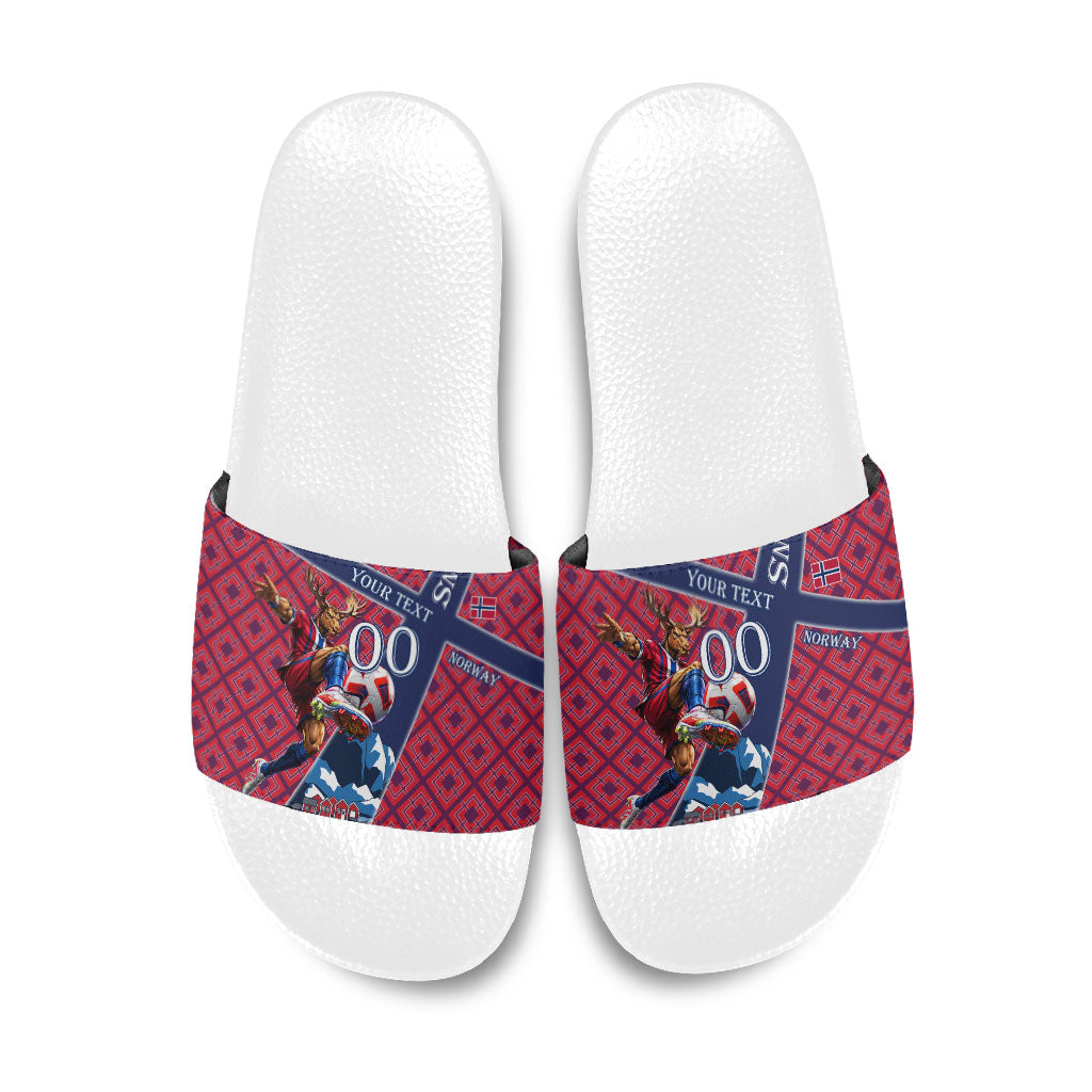 Personalized Norway Soccer Moose Champions Slide Sandals Football Nordic Heritage Mountain Art
