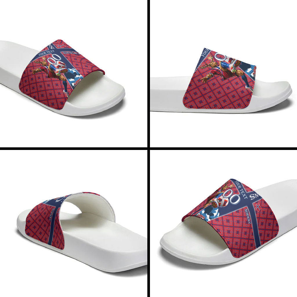 Personalized Norway Soccer Moose Champions Slide Sandals Football Nordic Heritage Mountain Art