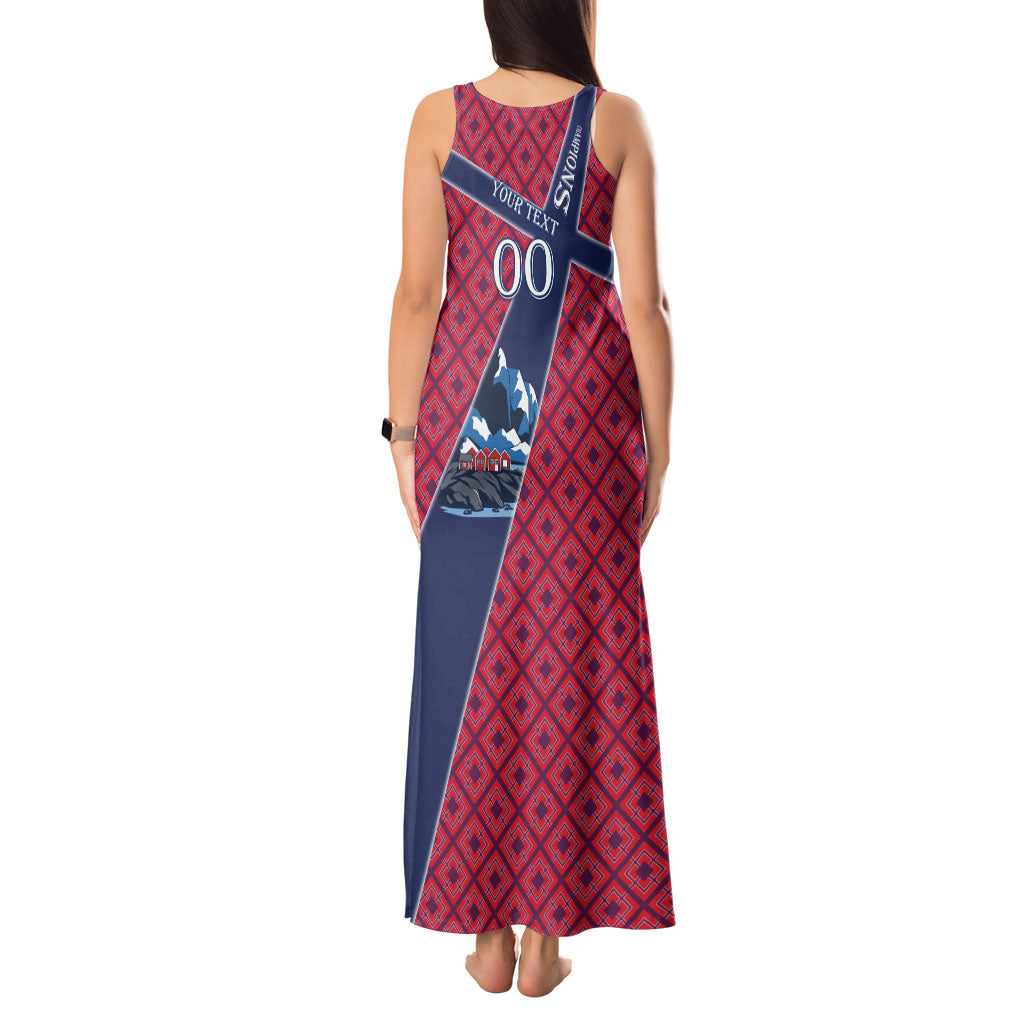 Personalized Norway Soccer Moose Champions Tank Maxi Dress Football Nordic Heritage Mountain Art