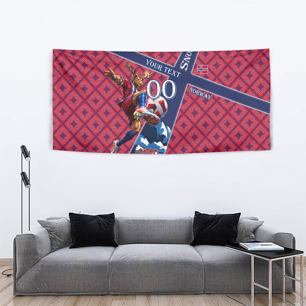 Personalized Norway Soccer Moose Champions Tapestry Football Nordic Heritage Mountain Art