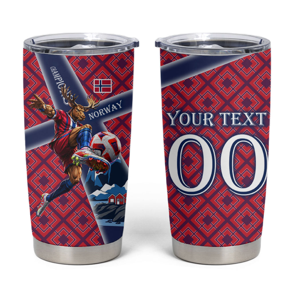 Personalized Norway Soccer Moose Champions Tumbler Cup Football Nordic Heritage Mountain Art