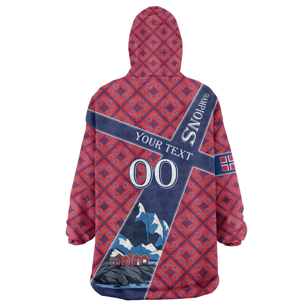 Personalized Norway Soccer Moose Champions Wearable Blanket Hoodie Football Nordic Heritage Mountain Art