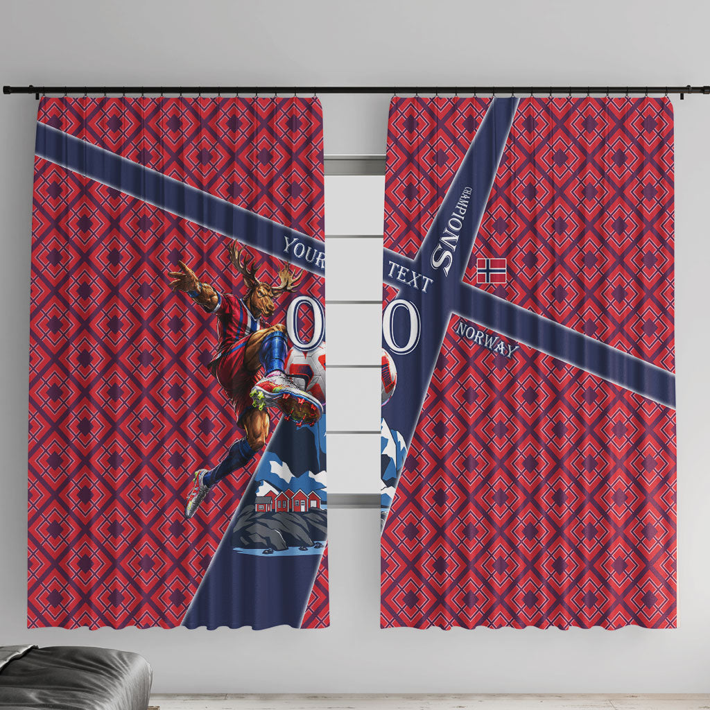Personalized Norway Soccer Moose Champions Window Curtain Football Nordic Heritage Mountain Art