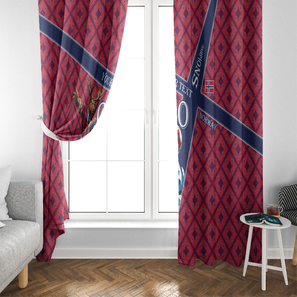 Personalized Norway Soccer Moose Champions Window Curtain Football Nordic Heritage Mountain Art