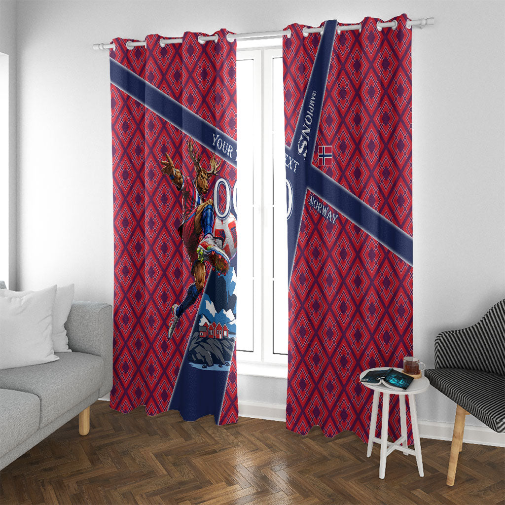 Personalized Norway Soccer Moose Champions Window Curtain Football Nordic Heritage Mountain Art