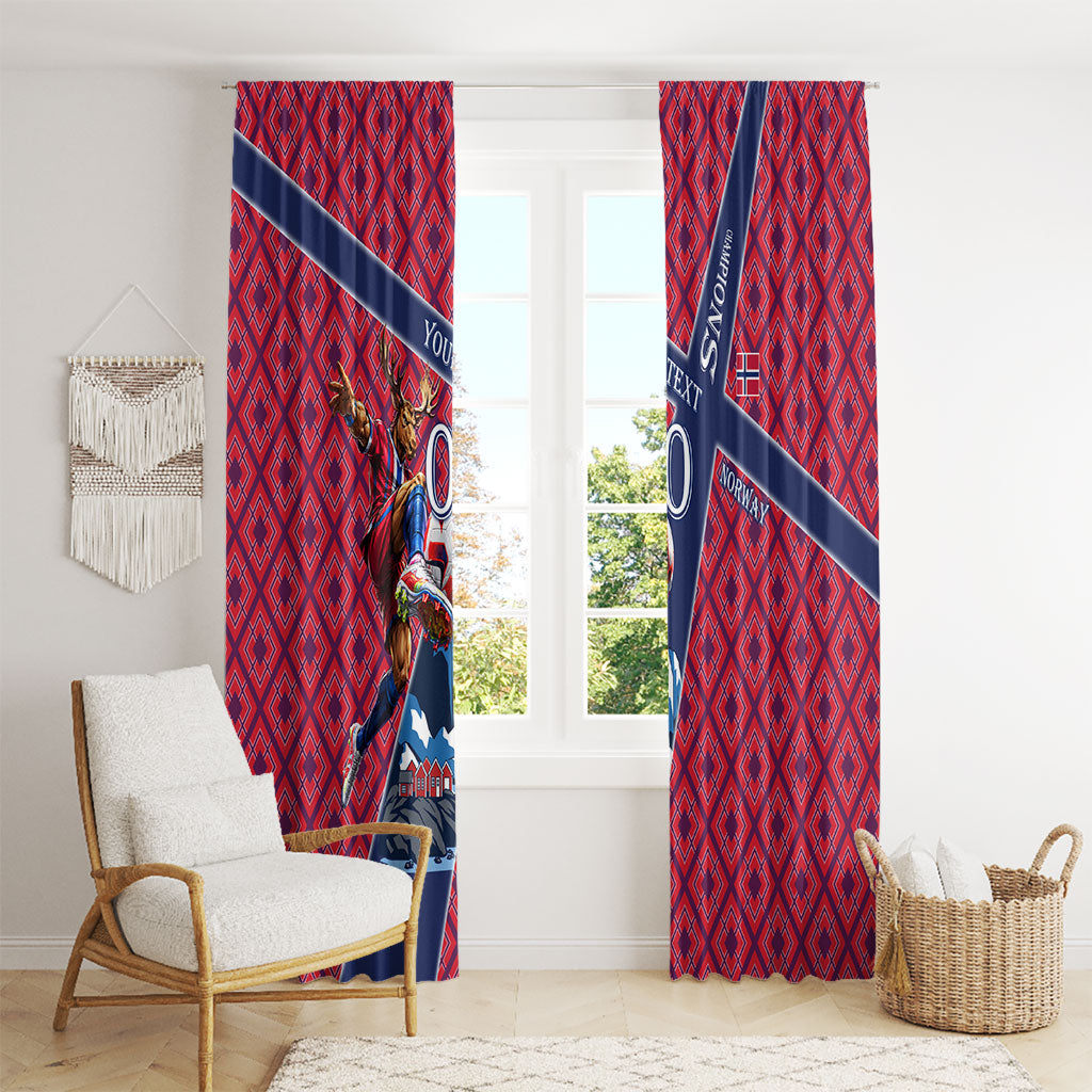 Personalized Norway Soccer Moose Champions Window Curtain Football Nordic Heritage Mountain Art