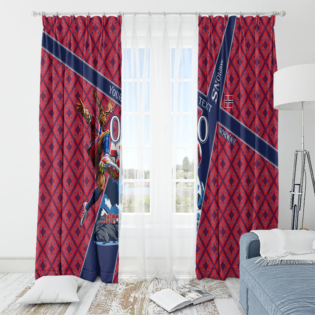 Personalized Norway Soccer Moose Champions Window Curtain Football Nordic Heritage Mountain Art