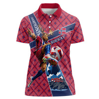 Personalized Norway Soccer Moose Champions Women Polo Shirt Football Nordic Heritage Mountain Art