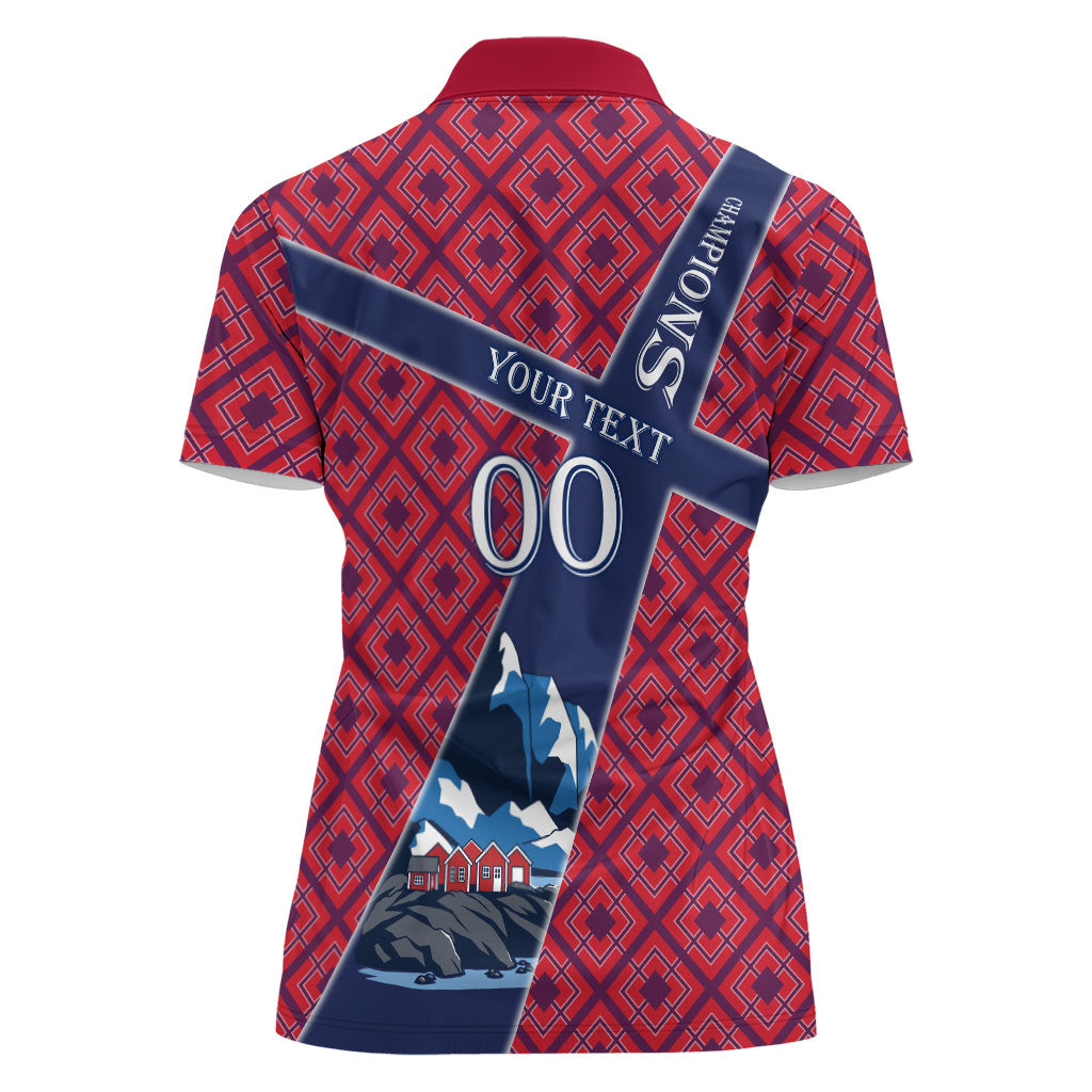 Personalized Norway Soccer Moose Champions Women Polo Shirt Football Nordic Heritage Mountain Art