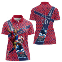 Personalized Norway Soccer Moose Champions Women Polo Shirt Football Nordic Heritage Mountain Art