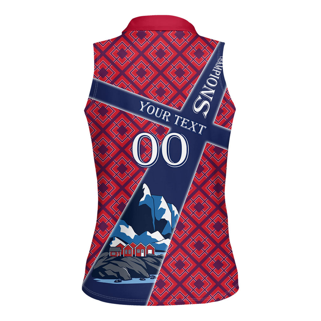 Personalized Norway Soccer Moose Champions Women Sleeveless Polo Shirt Football Nordic Heritage Mountain Art