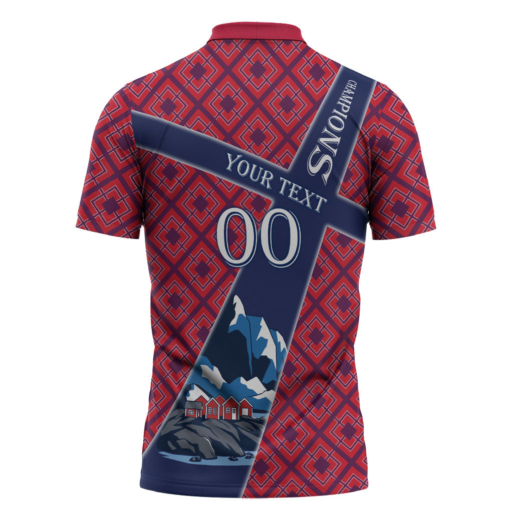 Personalized Norway Soccer Moose Champions Zipper Polo Shirt Football Nordic Heritage Mountain Art