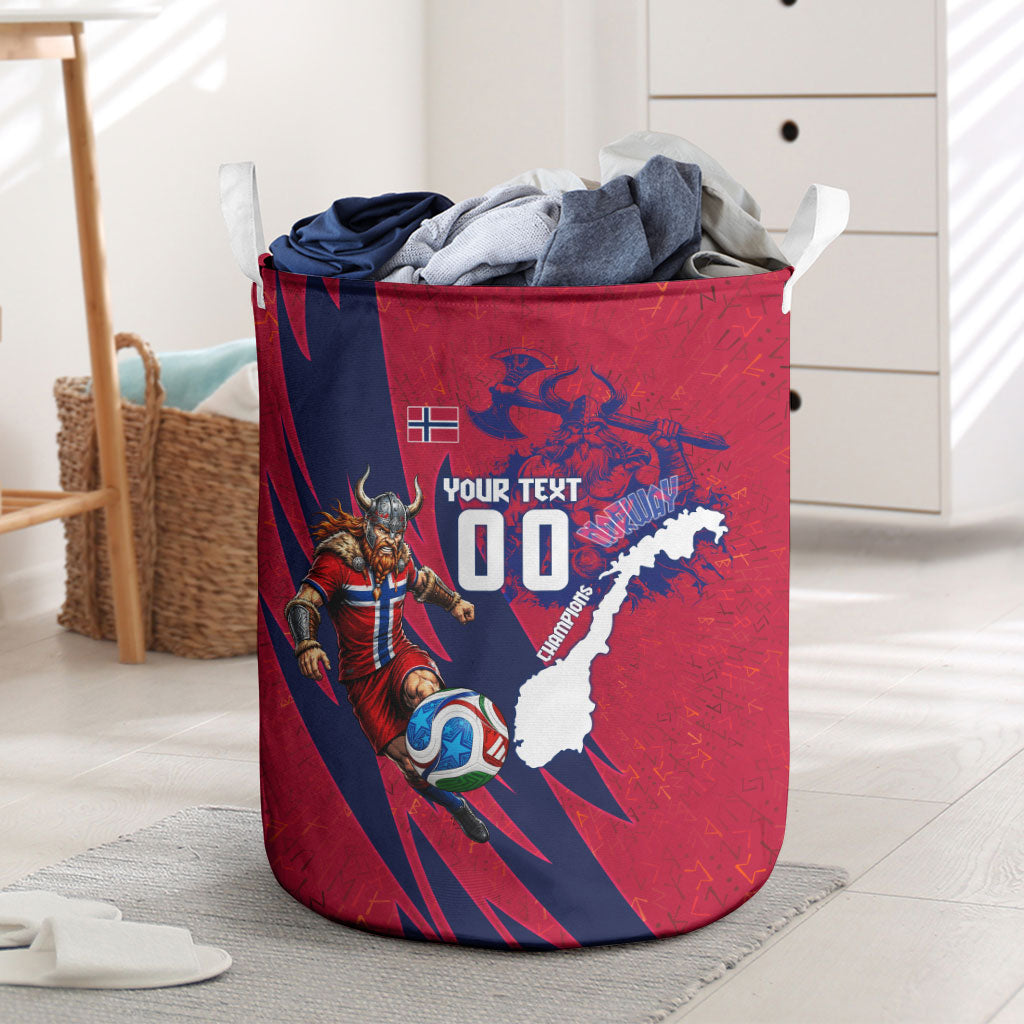Personalized Norway Soccer Viking Champions Laundry Basket Football Norse Warrior Map Nordic Cross