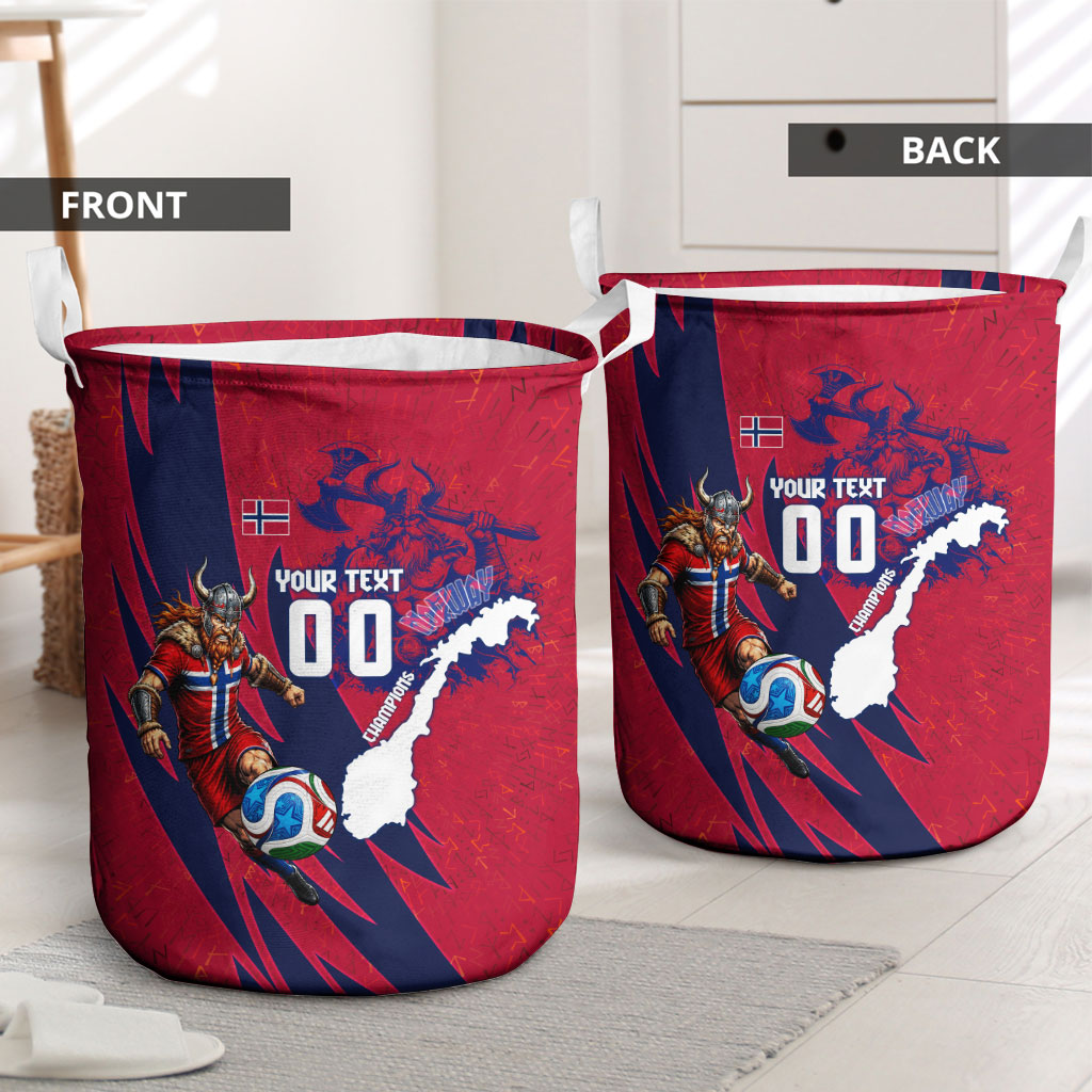 Personalized Norway Soccer Viking Champions Laundry Basket Football Norse Warrior Map Nordic Cross