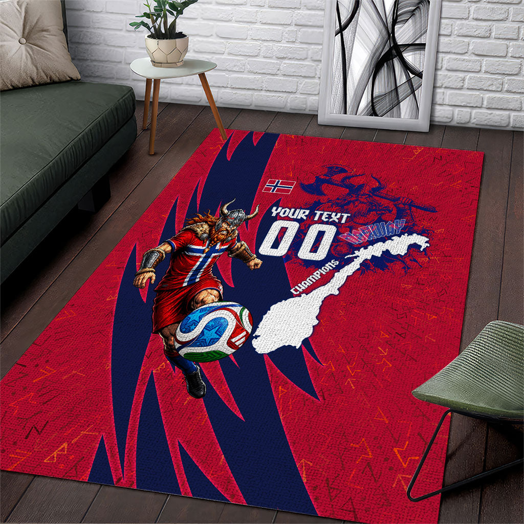 Personalized Norway Soccer Viking Champions Area Rug Football Norse Warrior Map Nordic Cross