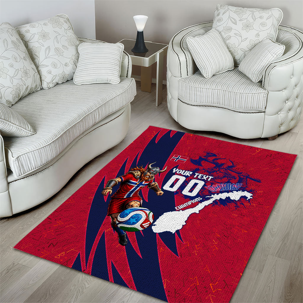 Personalized Norway Soccer Viking Champions Area Rug Football Norse Warrior Map Nordic Cross