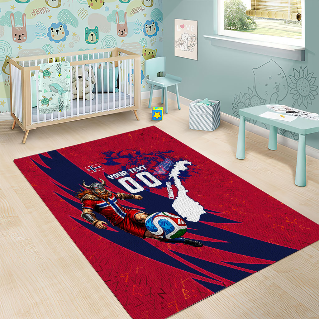 Personalized Norway Soccer Viking Champions Area Rug Football Norse Warrior Map Nordic Cross