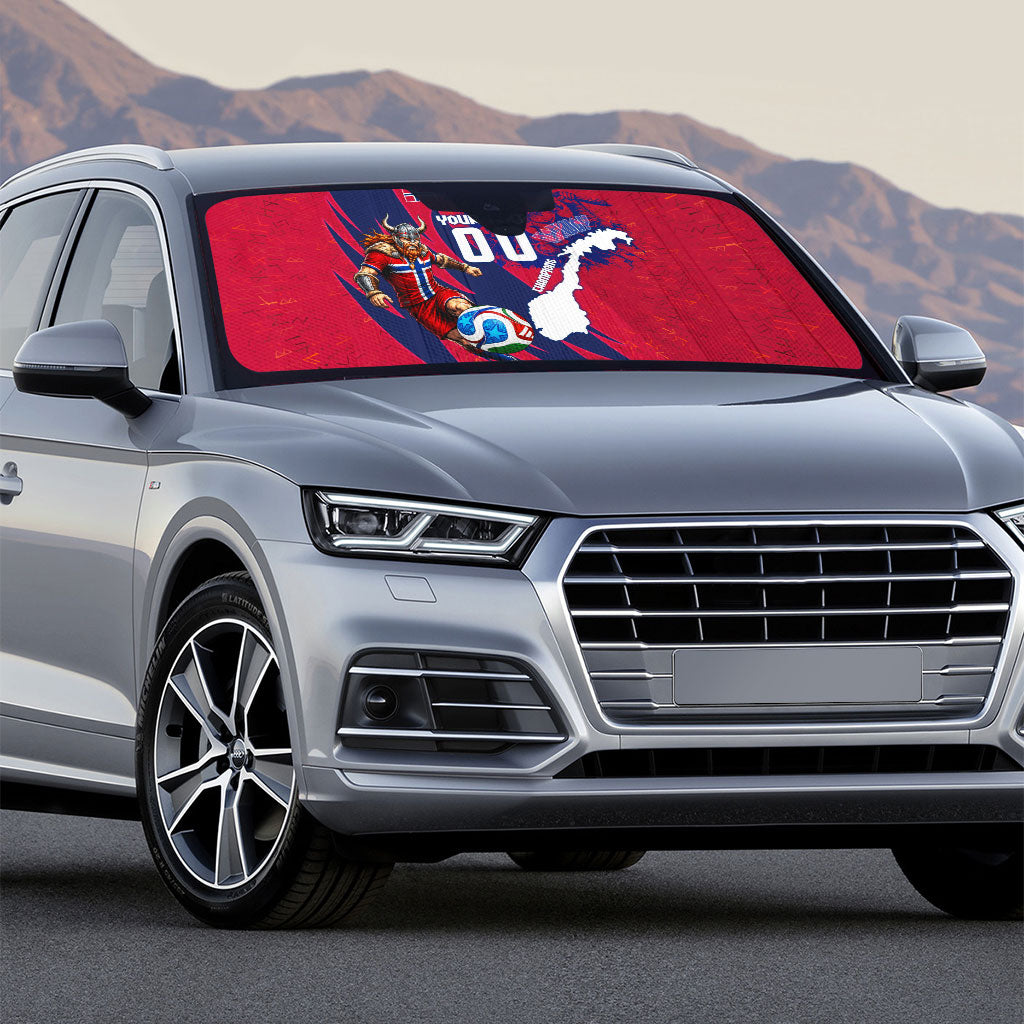 Personalized Norway Soccer Viking Champions Auto Sun Shade Football Norse Warrior Map Nordic Cross