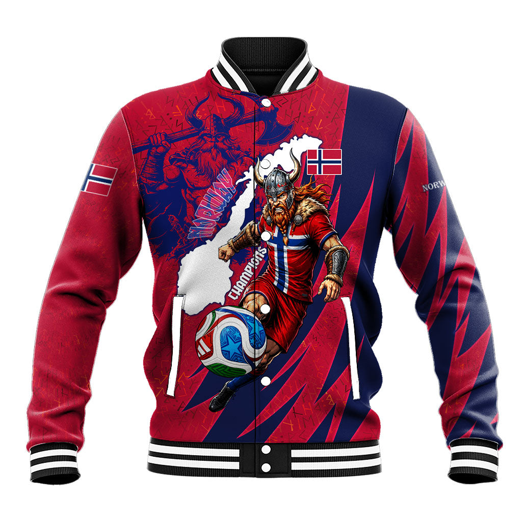 Personalized Norway Soccer Viking Champions Baseball Jacket Football Norse Warrior Map Nordic Cross