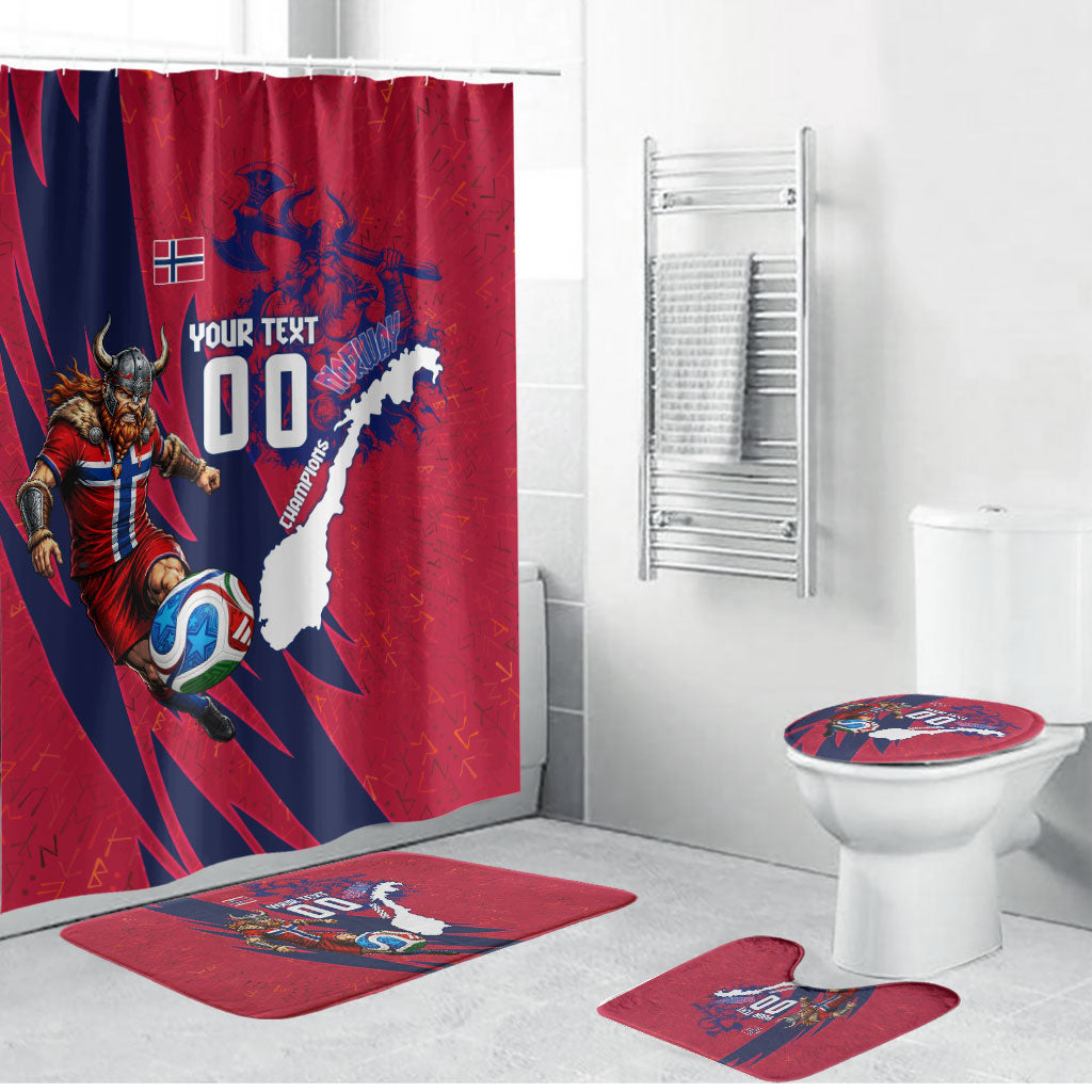 Personalized Norway Soccer Viking Champions Bathroom Set Football Norse Warrior Map Nordic Cross