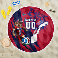 Personalized Norway Soccer Viking Champions Beach Blanket Football Norse Warrior Map Nordic Cross