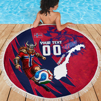 Personalized Norway Soccer Viking Champions Beach Blanket Football Norse Warrior Map Nordic Cross