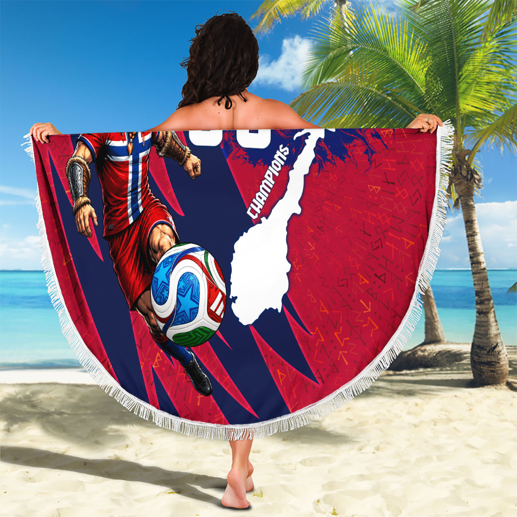 Personalized Norway Soccer Viking Champions Beach Blanket Football Norse Warrior Map Nordic Cross