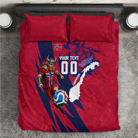 Personalized Norway Soccer Viking Champions Bedding Set Football Norse Warrior Map Nordic Cross