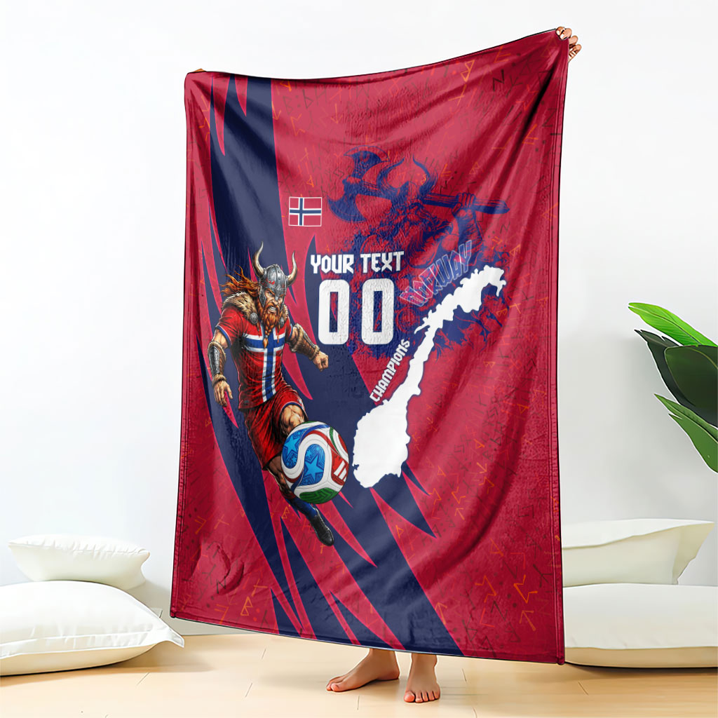 Personalized Norway Soccer Viking Champions Blanket Football Norse Warrior Map Nordic Cross